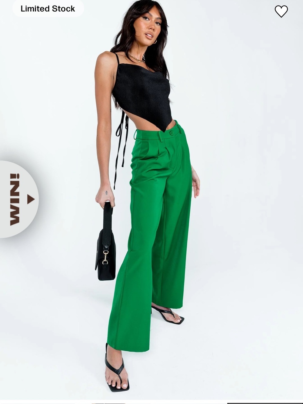 Princess Polly Wide Leg High-Waist Green Pants